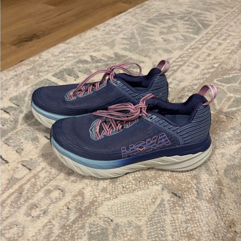 Hoka Navy and Pink Athletic Sneakers